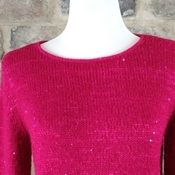 NARCISCO Rodriguez For Design Nation Sweater Woman's Size Medium Pink Sequins - Picture 11 of 13